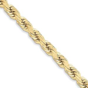Men's 8mm 10k Yellow Gold Diamond Cut Solid Rope Chain Bracelet, 9in